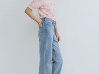 Прямые джинсы с брелоком, Голубой