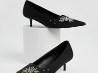 Сатиновые туфли-лодочки со стразами, Черный