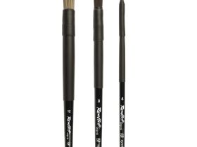 Кисть имитация белки №12 круглая Roubloff "Aqua" ручка короткая черная, покрытие обоймы soft-touch