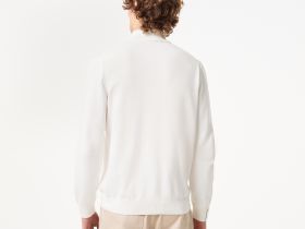 Мужской хлопковый свитер Lacoste на молнии с высоким воротом