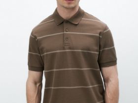 Поло в полоску, Серый