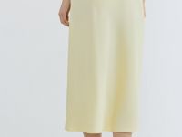 Сатиновая юбка миди А-силуэта, Желтый