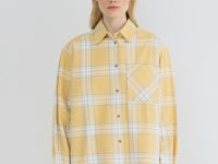 Рубашка в клетку из хлопка, Желтый