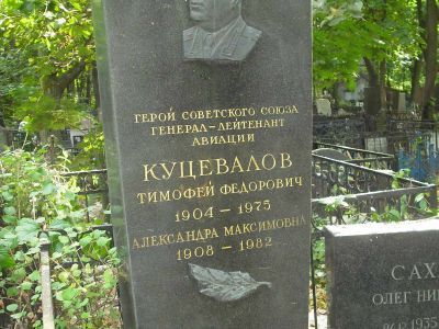 Могила - Куцевалов Тимофей Федорович (1904-1975), генерал-лейтенант авиации, Герой Советского Союза