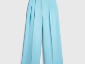 Брюки из поливискозы со складками, Голубой