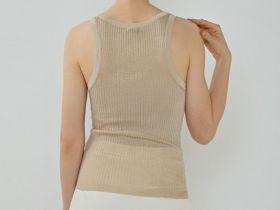 Вязаная майка в рубчик с люрексом, Золотой