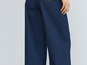 Ультраширокие джинсы Wide leg с высокой посадкой, Синий