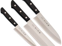 Набор из 3-х кухонных ножей Tojiro Western Knife TBS-300, сталь VG-10, рукоять дерево, черный
