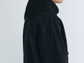 Джинсовая куртка на молнии с капюшоном, Серый