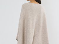 Асимметричное вязаное пончо, Бежевый