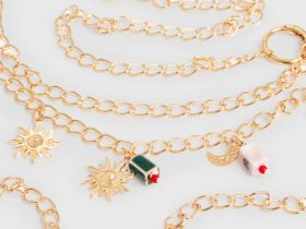 Пояс-цепь с декоративными подвесками, Золотой