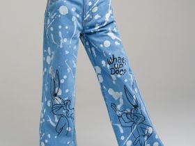 Брюки текстильные джинсовые для девочек