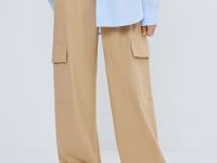 Брюки с карго-карманами для девочек, Бежевый