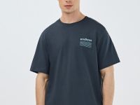 Футболка с морским принтом на спине, Голубой