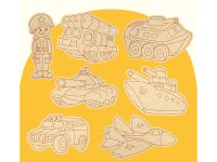 Фигурные заготовки для выжигания по дереву ТРИ СОВЫ "Военная техника", 7шт., пакет с европодвесом