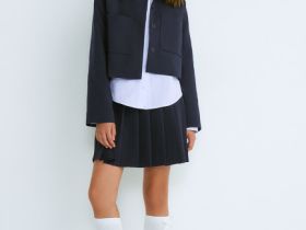 Юбка мини в складку для девочек, Синий