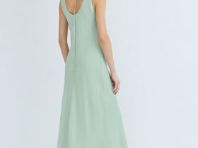 Приталенное платье из тенселя с расклешенной юбкой, Зеленый