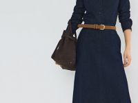 Юбка миди A-силуэта, Синий