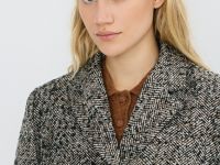 Однобортный жакет с шерстью, Коричневый