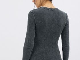 Лонгслив в рубчик, Серый