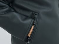 Дублёнка с воротником из искусственного меха, Черный