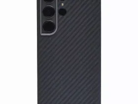 Чехол-накладка Kzdoo Keivlar Case для Samsung Galaxy S24 Ultra карбоновый (черно-серый в полоску)