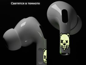 Комплект наклеек VLP Easy Art Светящийся медведь для Apple AirPods Pro / Pro 2 (2 шт.)