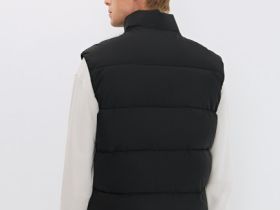 Стёганый утеплённый жилет с воротником-стойкой, Черный