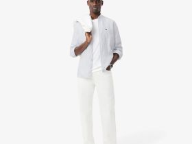 Мужская льняная рубашка Lacoste в полоску