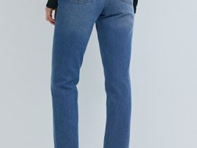 Прямые джинсы с высокой посадкой, Синий