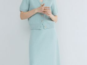 Вязаная юбка А-силуэта, Зеленый