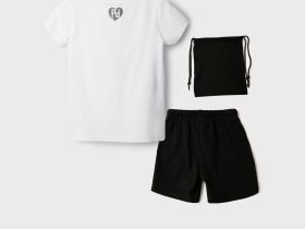 Комплект спортивный для девочки: футболка, шорты, мешок