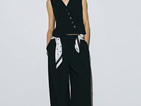 Жилет с ассиметричной застёжкой на пуговицы, Черный