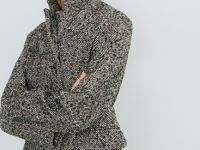 Однобортный жакет с шерстью, Коричневый