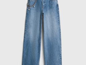 Широкие джинсы Wide leg с обвесом, Синий