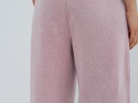 Базовые широкие брюки с эффектом стирки, Розовый