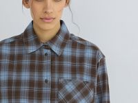 Рубашка в клетку из хлопка, Коричневый