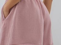 Шорты из футера с эффектом стирки, Розовый