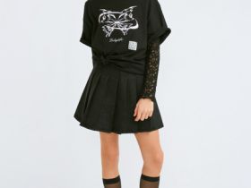 Футболка с AR-принтом для девочек, Черный