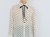 Блузка с принтом в горошек, Белый