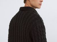 Вязаный джемпер поло с косами, Зеленый