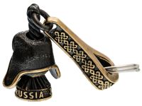 Брелок Череп в ушанке, бронза