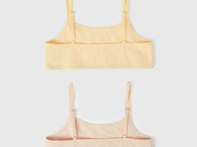 Топ в рубчик с нашивкой для девочек, 2 шт., Бежевый