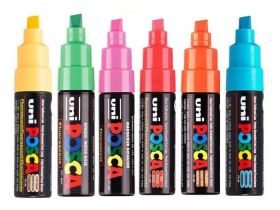 Маркер UNI "POSCA" PC-8K, до 8,0 мм, наконечник скошенный, цвет серебряный