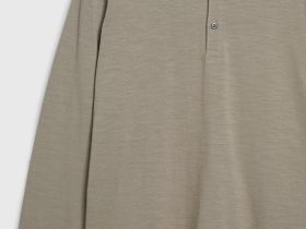 Лонгслив с воротником хенли, Бежевый