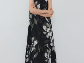 Платье А-силуэта с объёмным бантом, Черный