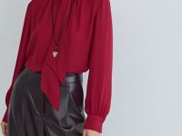 Блузка с шарфом, Красный