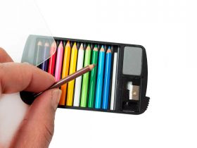 Набор мини-карандаши цветные Talent Toys 12 шт в пенале прозрачном