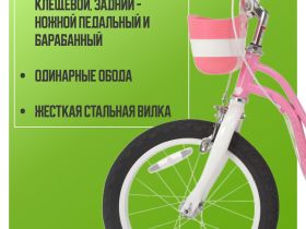 Детский велосипед Royal Baby Little Swan 16, год 2022, цвет Розовый