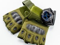 Тактические перчатки без пальцев, армейские, зеленые XL